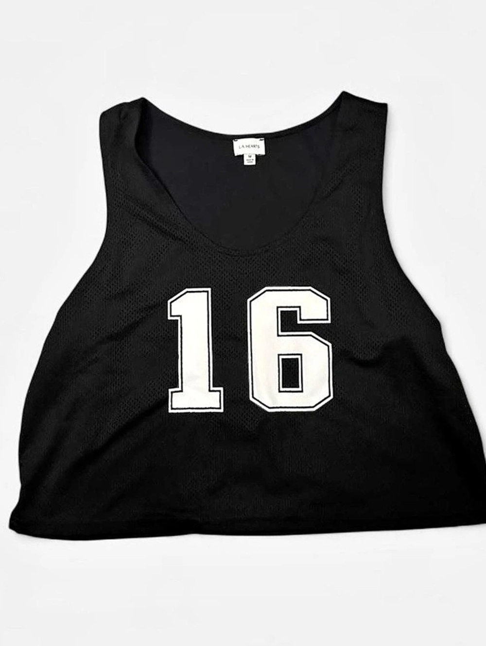 L.A. Hearts Number 16 Mesh Crop Top Jersey Black Size Medium
